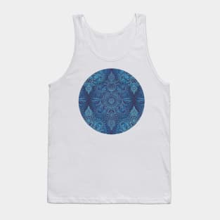 Aqua, Cobalt Blue & Purple Protea Doodle Pattern Tank Top